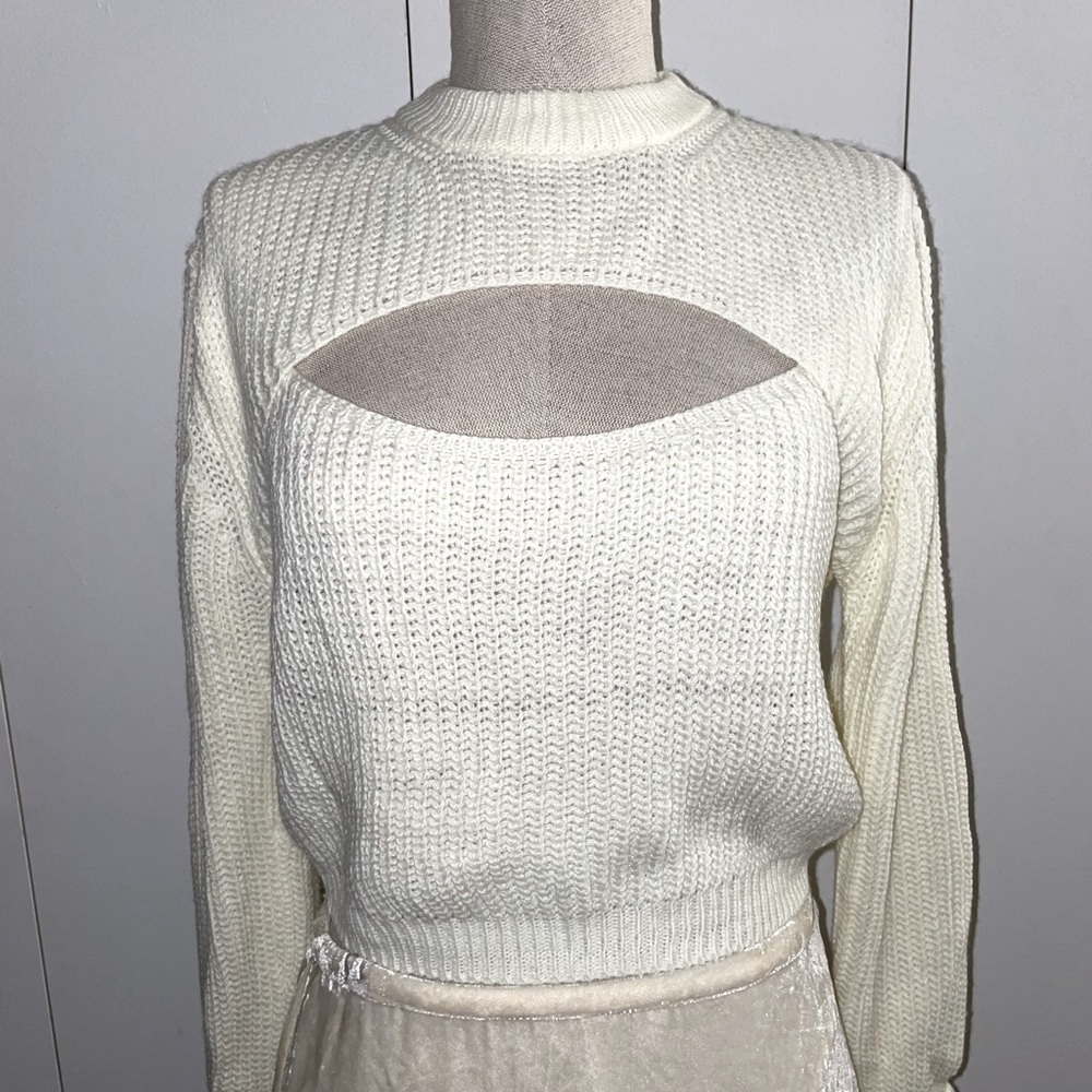 Fashion Nova Babyyy White Cutout Sweater